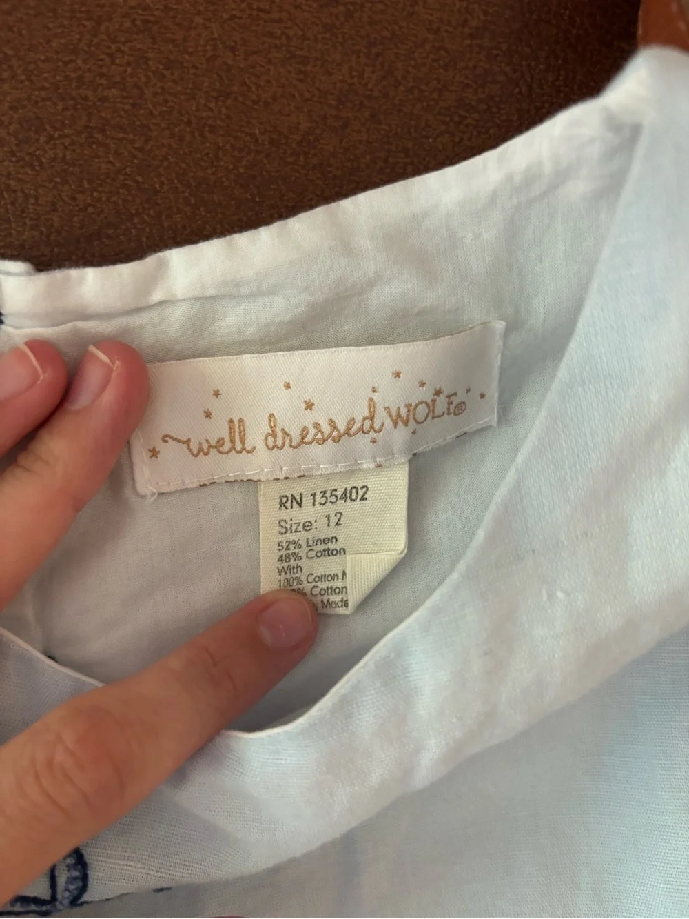 Well Dressed Wolf White Dress with Navy & Light Blue Trim